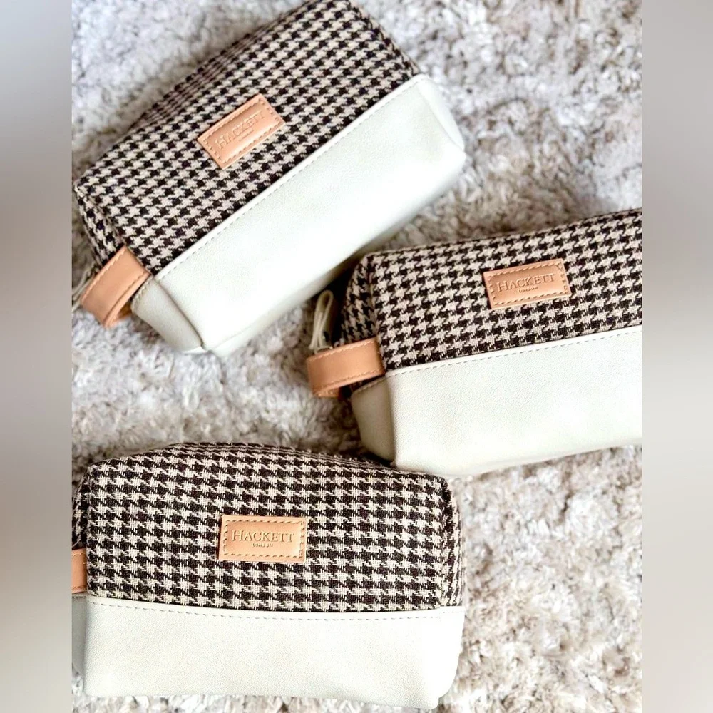 Hackett London Houndstooth Amenity Travel Kit Bag